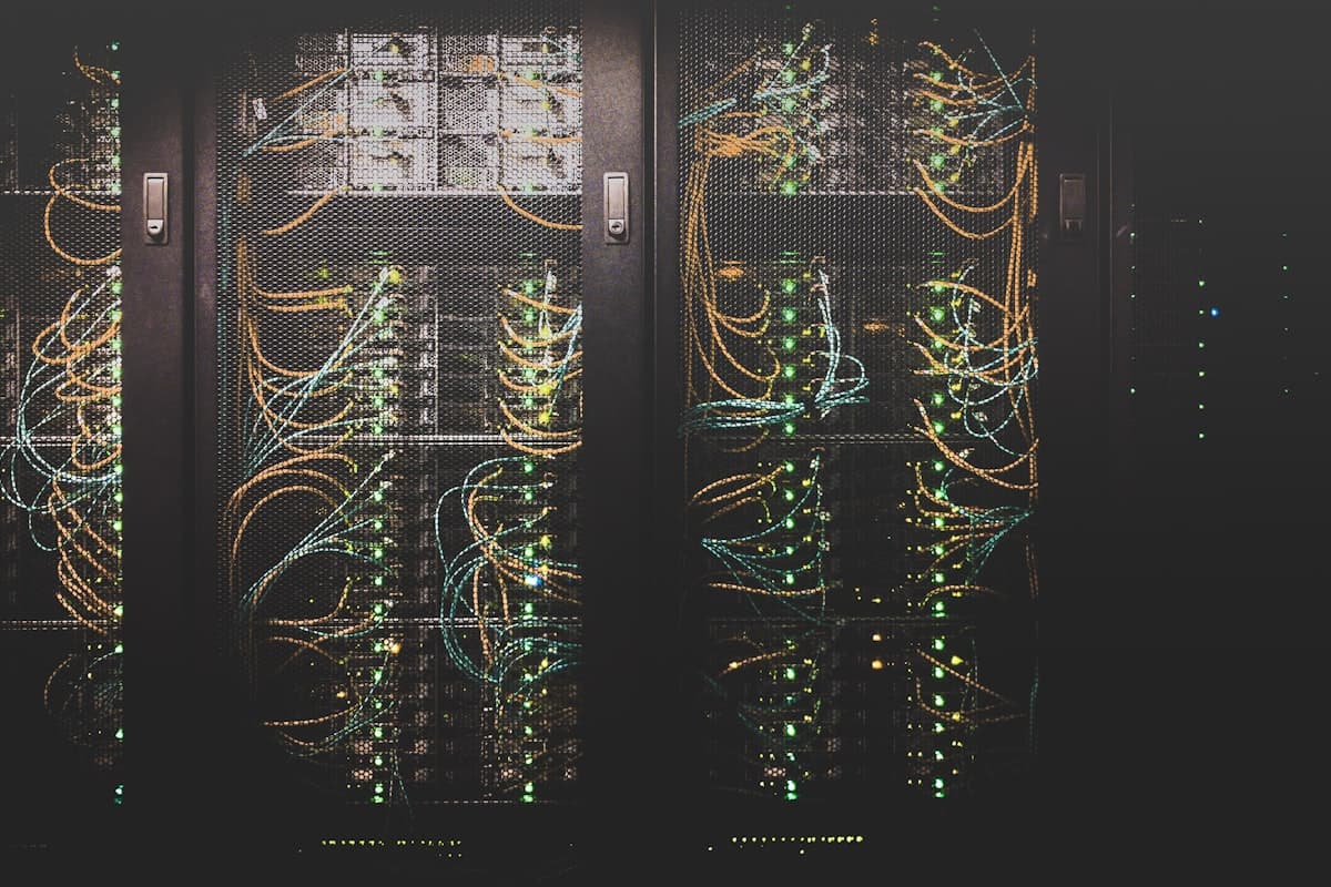 Network server room with equipment