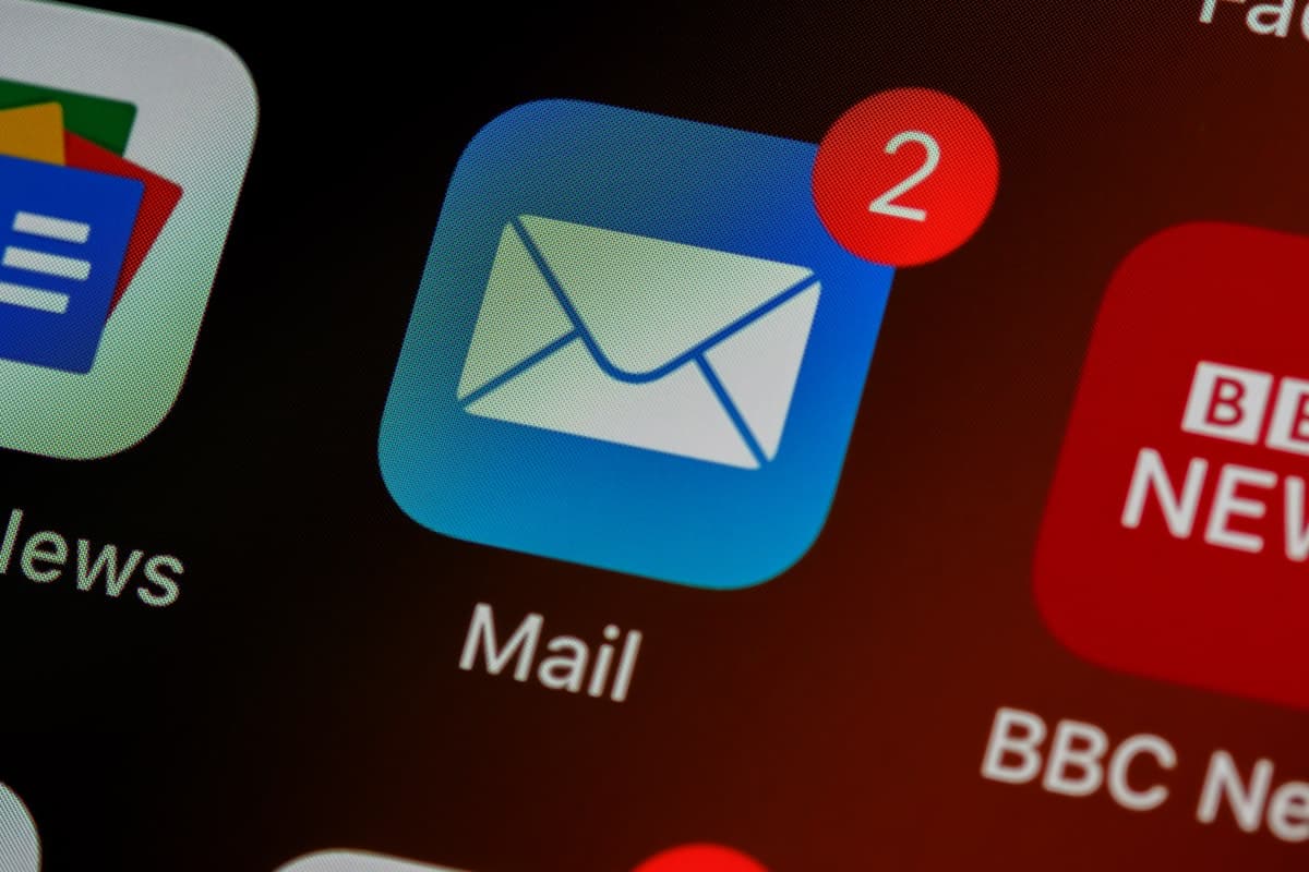 Email inbox on screen